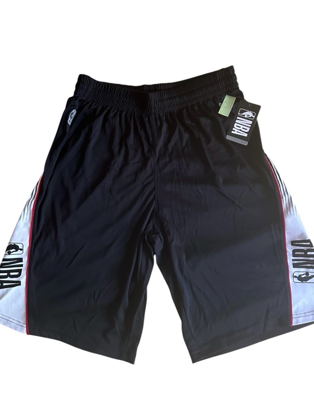 NBA Men's Black Athletic Shorts with Side Panels, NWT